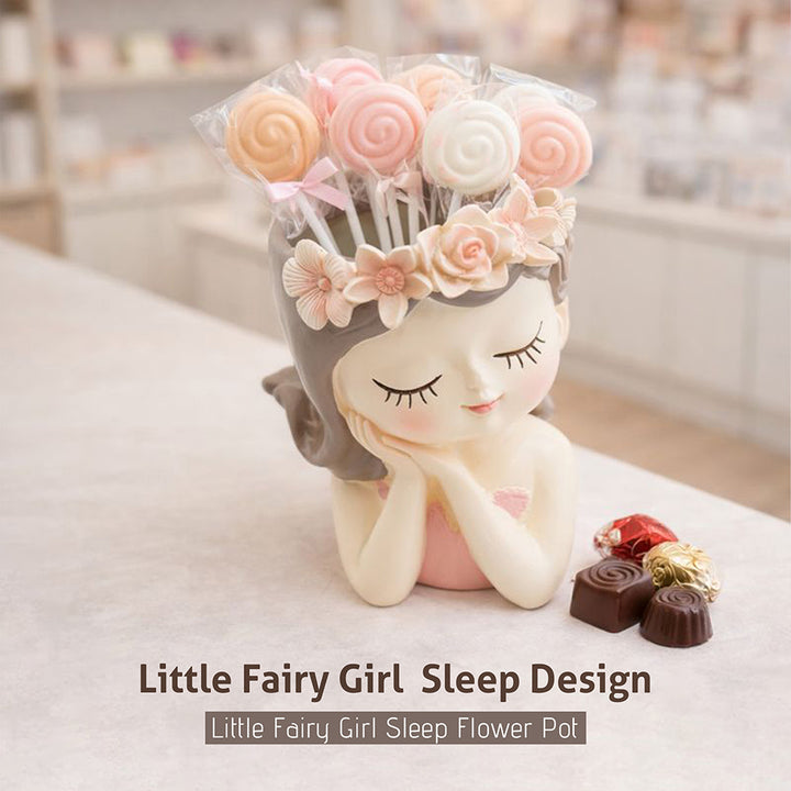 Fairy 3PCS Set Think Sleep Shhh Polyresin Decorative Succulent Planter Cute Fairy Girl Flower Pot Tabletop Vase Pen Pencil Holder Propagator Kit Indoor Outdoor Home Office Desk Decor