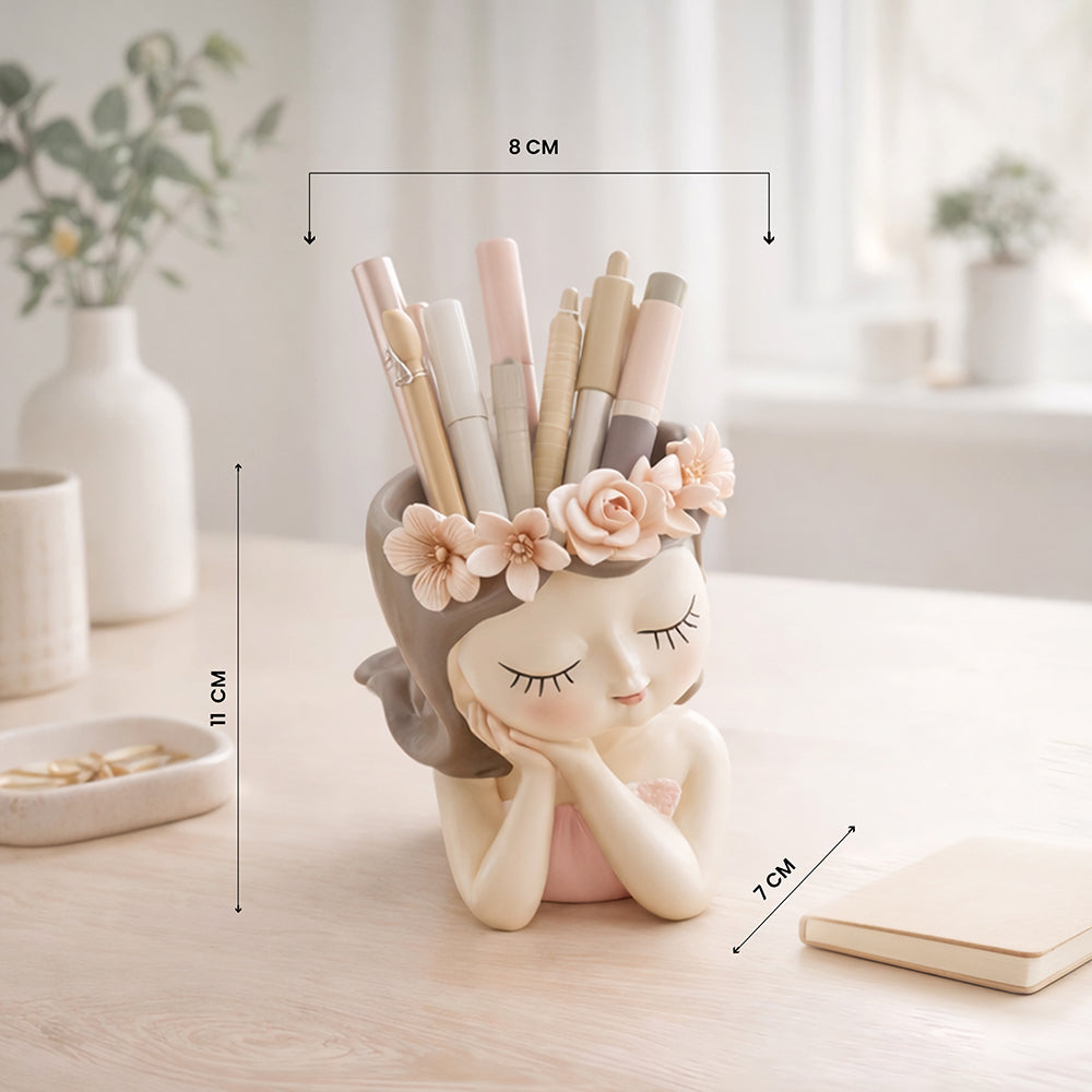 Fairy 3PCS Set Think Sleep Shhh Polyresin Decorative Succulent Planter Cute Fairy Girl Flower Pot Tabletop Vase Pen Pencil Holder Propagator Kit Indoor Outdoor Home Office Desk Decor