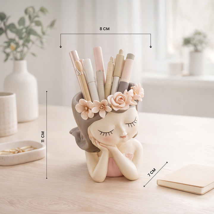 Fairy 3PCS Set Think Sleep Shhh Polyresin Decorative Succulent Planter Cute Fairy Girl Flower Pot Tabletop Vase Pen Pencil Holder Propagator Kit Indoor Outdoor Home Office Desk Decor