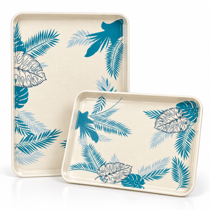 Melamine  Tray White Set Serving Tray Microwave Safe Look Lightweight Durable Platter for Snacks Desserts Tea Coffee Dining Kitchen Party and Restaurant Use
