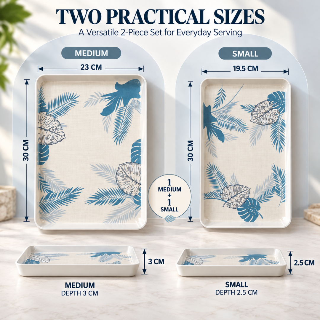 Melamine  Tray White Set Serving Tray Microwave Safe Look Lightweight Durable Platter for Snacks Desserts Tea Coffee Dining Kitchen Party and Restaurant Use