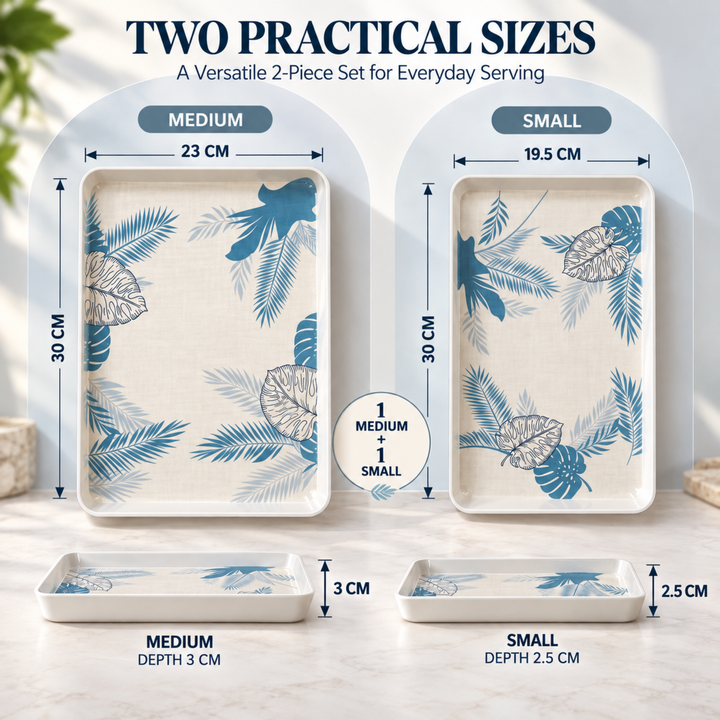 Melamine  Tray White Set Serving Tray Microwave Safe Look Lightweight Durable Platter for Snacks Desserts Tea Coffee Dining Kitchen Party and Restaurant Use