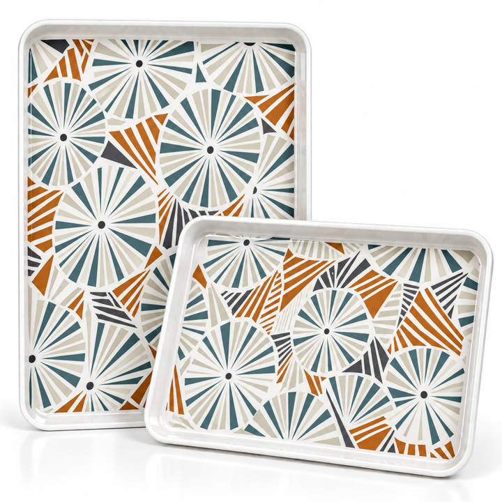 Melamine  Tray White Set Serving Tray Microwave Safe Look Lightweight Durable Platter for Snacks Desserts Tea Coffee Dining Kitchen Party and Restaurant Use