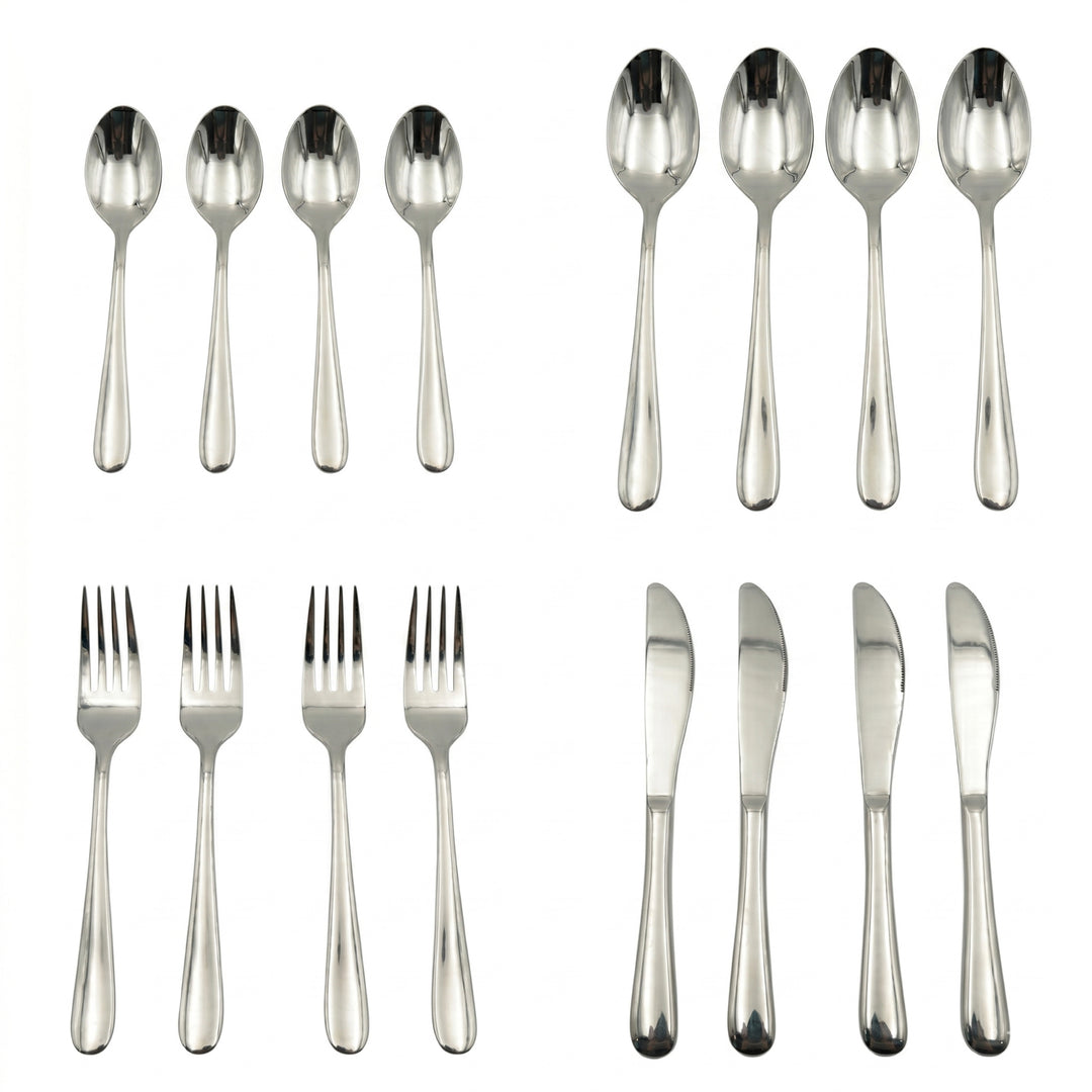 BERAM Stainless Edge Cutlery Set, Elegant Silver Non Slip Handles, 18/10 Grade Kitchen Utensils Set, Tableware Set for Home, Restaurants and More