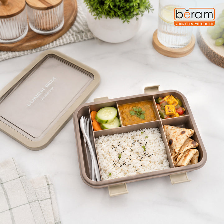 1-Layer Bento Lunch Box 1500ml – Insulated PP Plastic & Silicone Leakproof Kids & Adult Lunch Box Portable Stackable Reusable Tiffin with Compartments & Cutlery