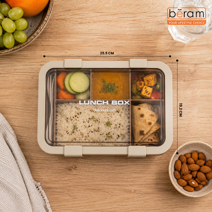 1-Layer Bento Lunch Box 1500ml – Insulated PP Plastic & Silicone Leakproof Kids & Adult Lunch Box Portable Stackable Reusable Tiffin with Compartments & Cutlery