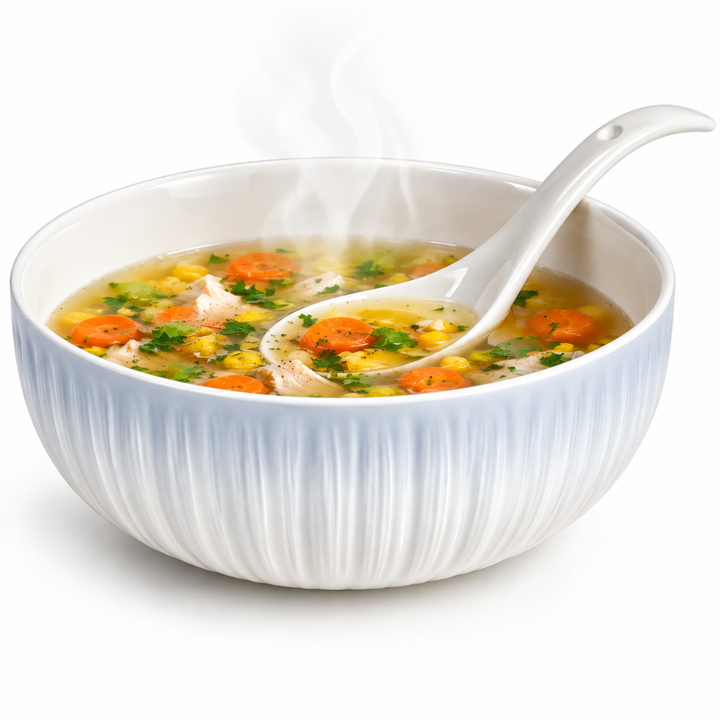 White Ceramic Serving Bowl with Spoon, 20cm Deep Textured Bowl for Soup, Curries, Salads, Desserts & Everyday Food Serving