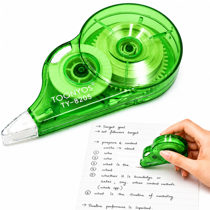 Correction Tape, Quick Dry White-Out Tape Roller, Smooth Writing Correction Tape for School, Office, Notes, Documents, Journaling and Everyday Writing