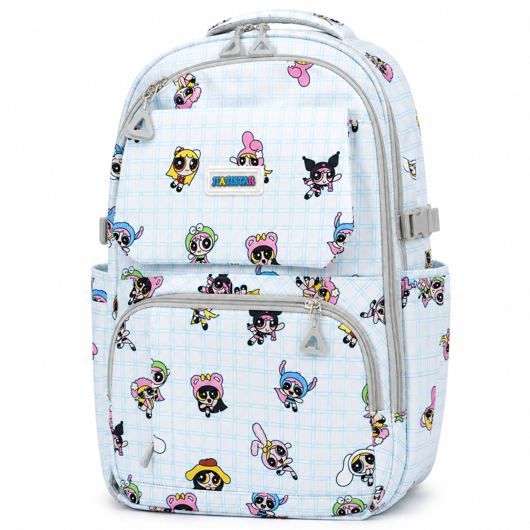 Powerpals School Bag, Lightweight Backpack with Multiple Compartments, Front Utility Pocket, Side Bottle Pockets & Adjustable Shoulder Straps