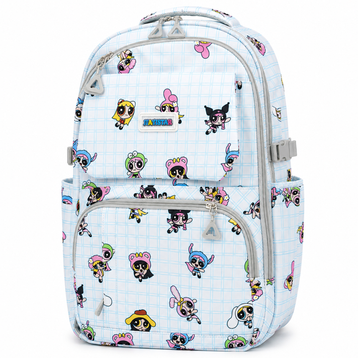 Powerpals School Bag, Lightweight Backpack with Multiple Compartments, Front Utility Pocket, Side Bottle Pockets & Adjustable Shoulder Straps