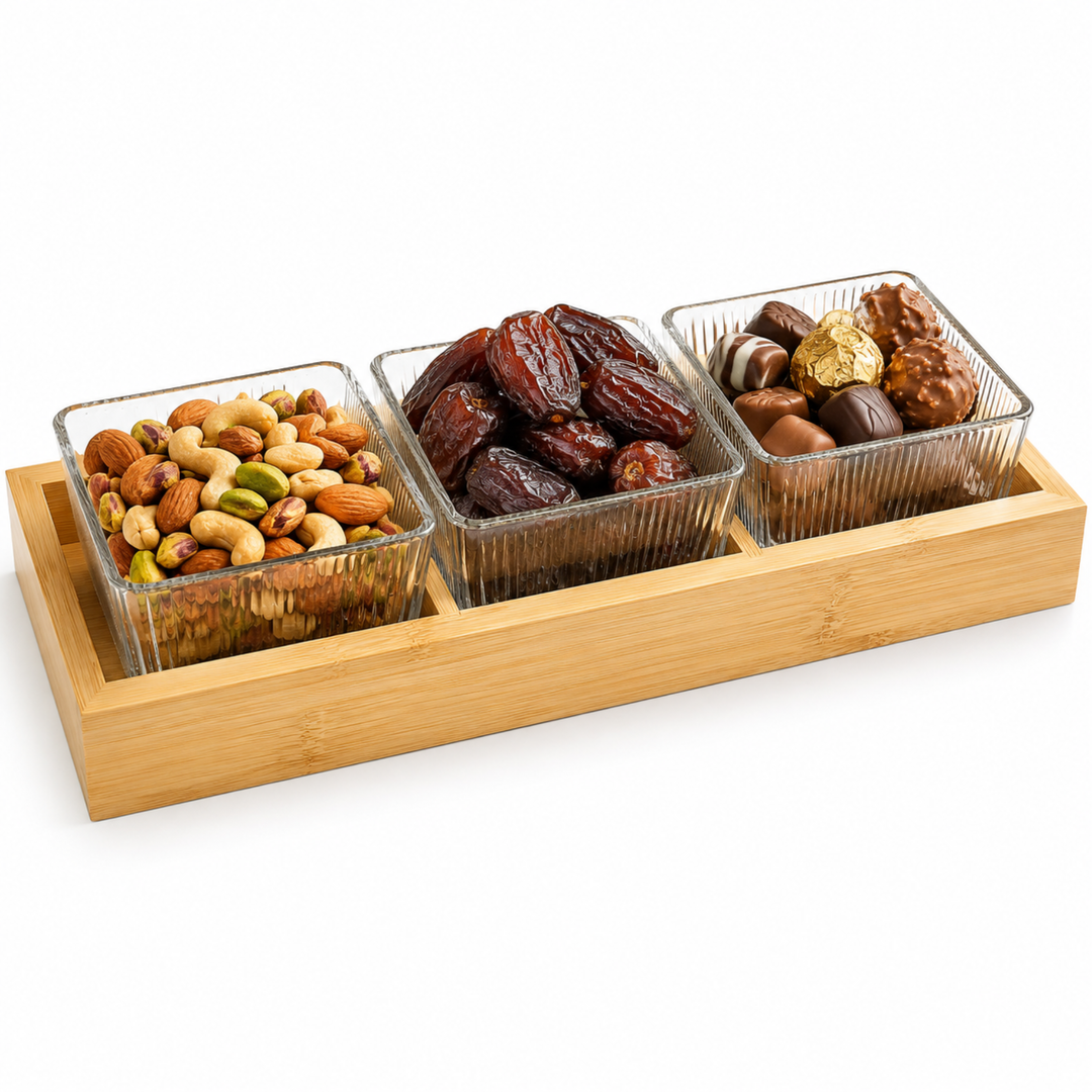 Ceramic Nuts Tray with Bowls White Dishwasher Safe Heat Resistant Serving Bowl Set for Snacks Desserts Soup Dips Sauces and Modern Kitchen Dining Use