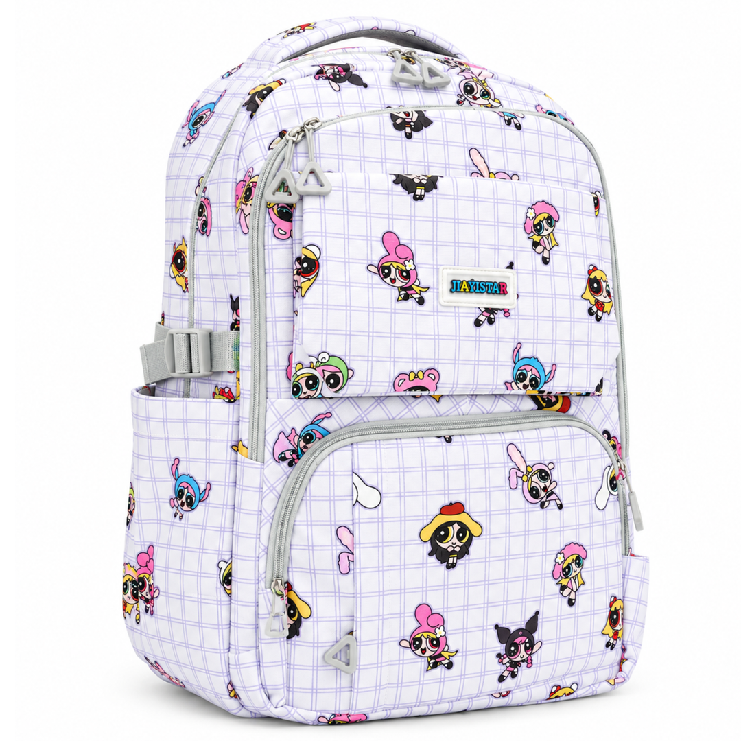 Powerpals School Bag, Lightweight Backpack with Multiple Compartments, Front Utility Pocket, Side Bottle Pockets & Adjustable Shoulder Straps