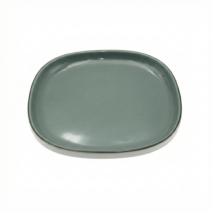 Ariane Ceramic Square Dessert Plate Set Grey Lightweight Durable Microwave Safe Modern Serving Plates for Snacks Desserts & Appetizers Everyday Kitchen Tableware