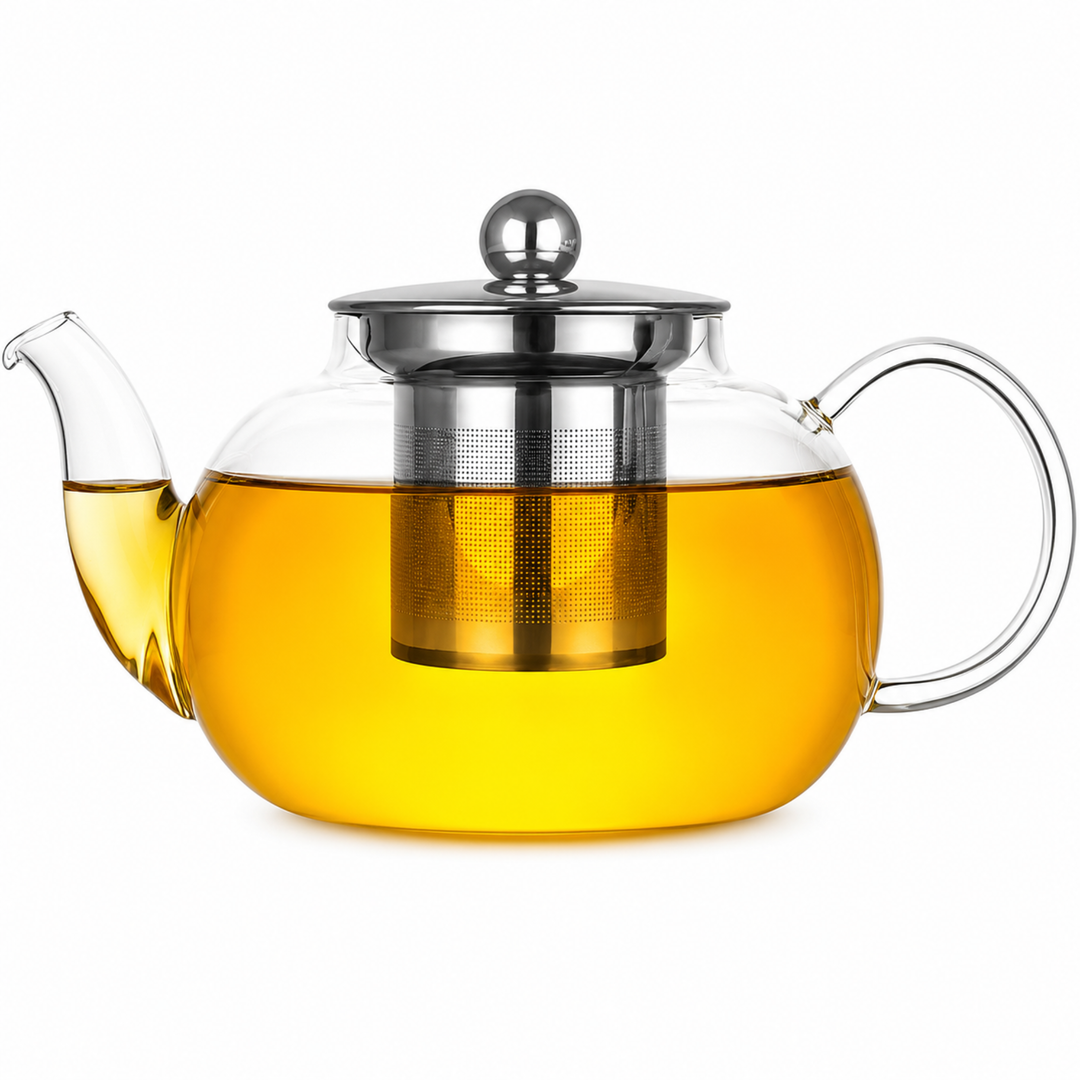 BERAM Glass Teapot with Infuser – 600ml Borosilicate Clear Tea Kettle with Removable 18/8 Stainless Steel Infuser, Stovetop Safe, Handcrafted Loose Leaf Tea Maker for Home or Office