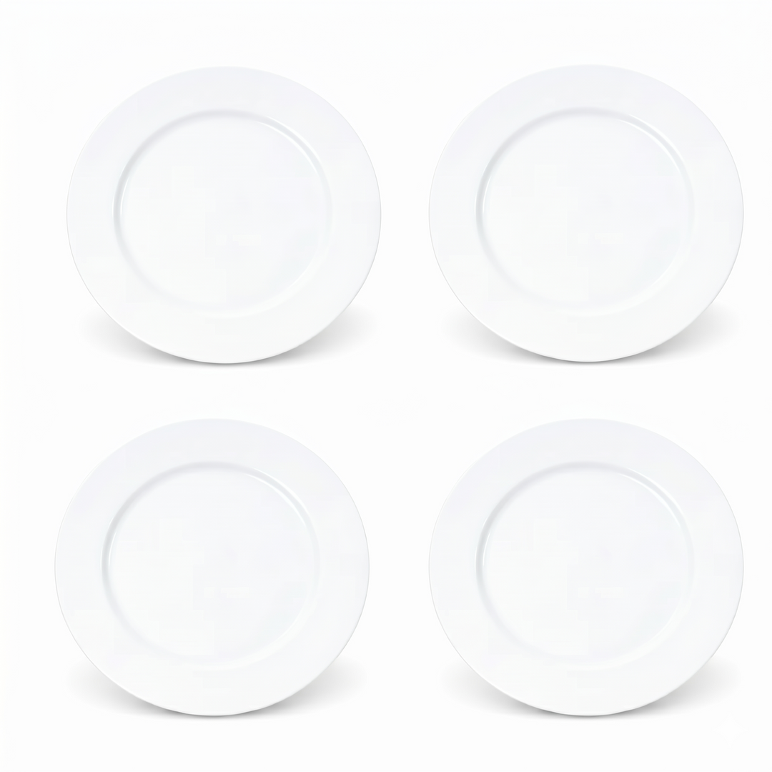 Luminarc White 4 PCS Ceramic Dinner Set  Soup Plate 22cm Dinner Plate 24cm Dessert Plate 19cm Bowl 9.5cm Tableware Set for Home & Restaurant