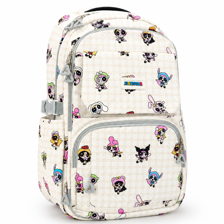 Powerpals School Bag, Lightweight Backpack with Multiple Compartments, Front Utility Pocket, Side Bottle Pockets & Adjustable Shoulder Straps