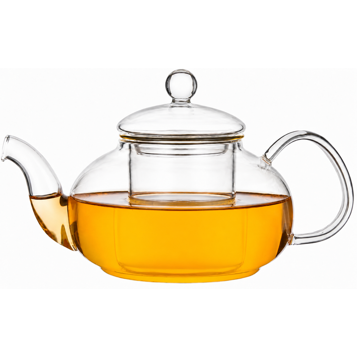 BERAM Glass Teapot with Removable 18/8 Stainless Steel Infuser, Bulge Lid 600ml, Borosilicate Clear Tea Kettle, Stovetop Safe, Hand Crafted Tea Kettle for Home, Loose Leaf Tea Maker, Tea Brewer