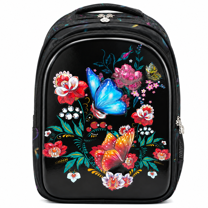 3D-Effect Printed School Backpack – Spacious Multi-Compartment School Bag with Front Zipper Pocket, 2 Side Bottle Pockets, Top Handle, Lightweight Design & Stylish Front Graphic