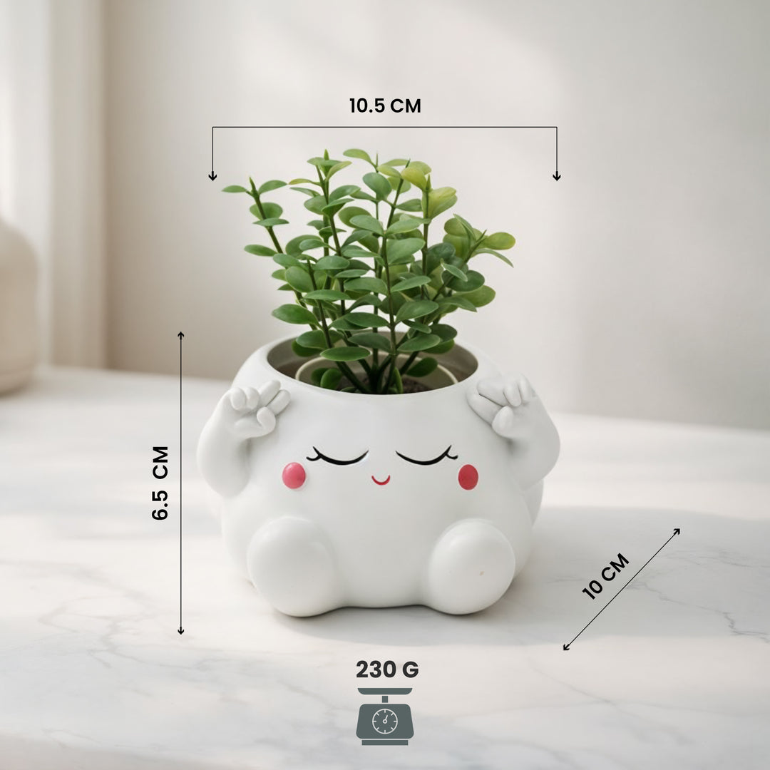 Clouds 4Pcs Set O Heart Sooper Victory Polyresin Cute Smiling Cloud Succulent Planter Decorative Mini Vase Indoor Outdoor Home Office Desk Decor Pen Pencil Holder Propagator Kit