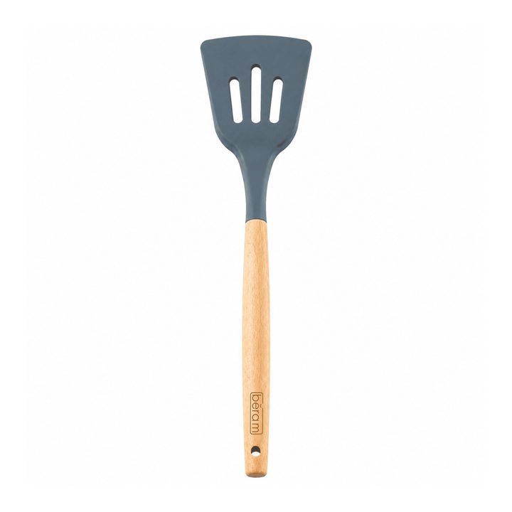 Beram 11Pcs Silicone Cooking Utensil Set with Wooden Handles Heat Resistant BPA Free Non-Stick Kitchen Tools Set for Cooking Baking Stirring Serving and Mixing-Grey (11 Pcs Set)