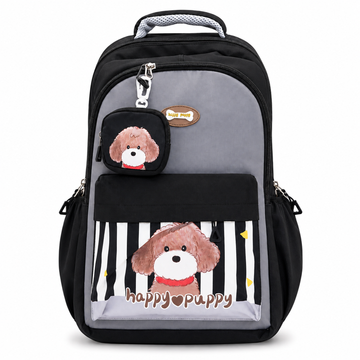Puppy School Bag, Lightweight Backpack with Multiple Compartments, Front Utility Pocket, Side Bottle Pockets & Adjustable Padded Shoulder Straps
