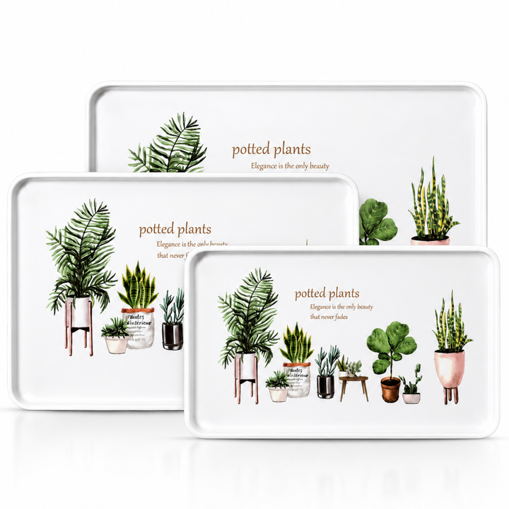 Melamine  Tray White Set Serving Tray Microwave Safe Look Lightweight Durable Platter for Snacks Desserts Tea Coffee Dining Kitchen Party and Restaurant Use