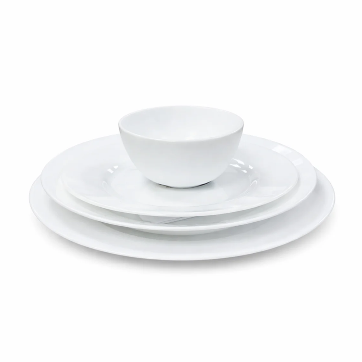 Luminarc White 4 PCS Ceramic Dinner Set  Soup Plate 22cm Dinner Plate 24cm Dessert Plate 19cm Bowl 9.5cm Tableware Set for Home & Restaurant