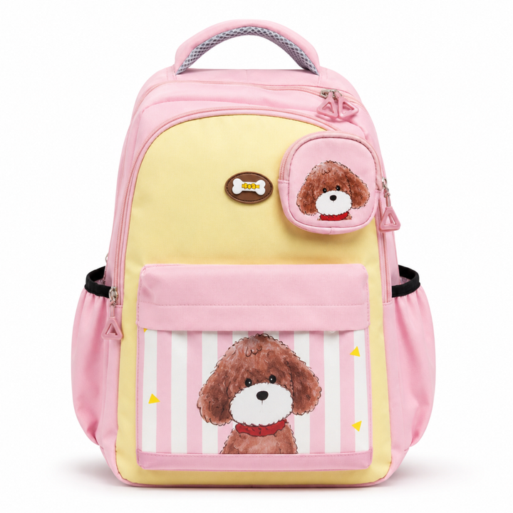 Puppy School Bag, Lightweight Backpack with Multiple Compartments, Front Utility Pocket, Side Bottle Pockets & Adjustable Padded Shoulder Straps