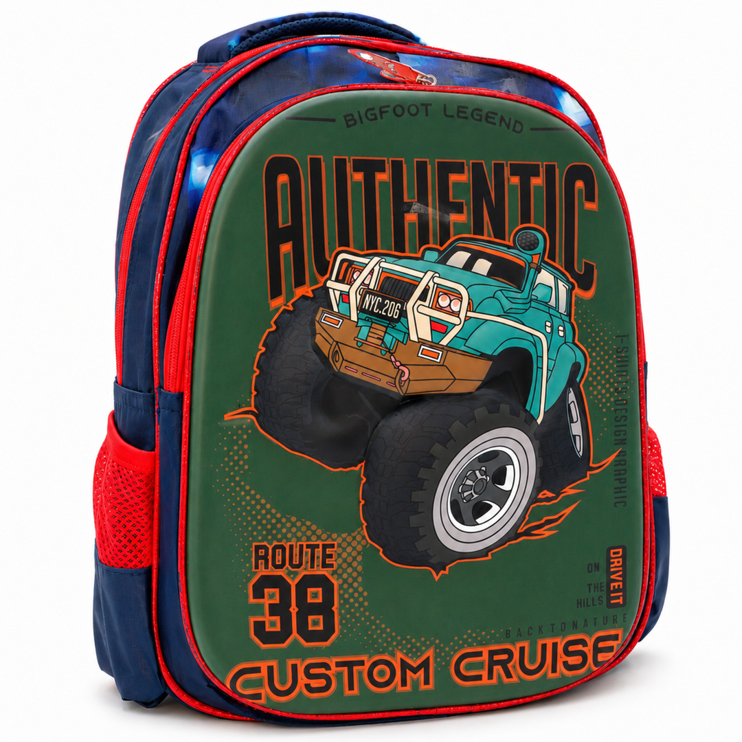 Vehicle Theme School Backpack, Large Capacity Lightweight Durable School Bag with Multiple Compartments, Side Bottle Pockets, Student Backpack for School, Travel & Everyday Use
