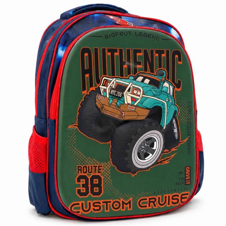 Vehicle Theme School Backpack, Large Capacity Lightweight Durable School Bag with Multiple Compartments, Side Bottle Pockets, Student Backpack for School, Travel & Everyday Use