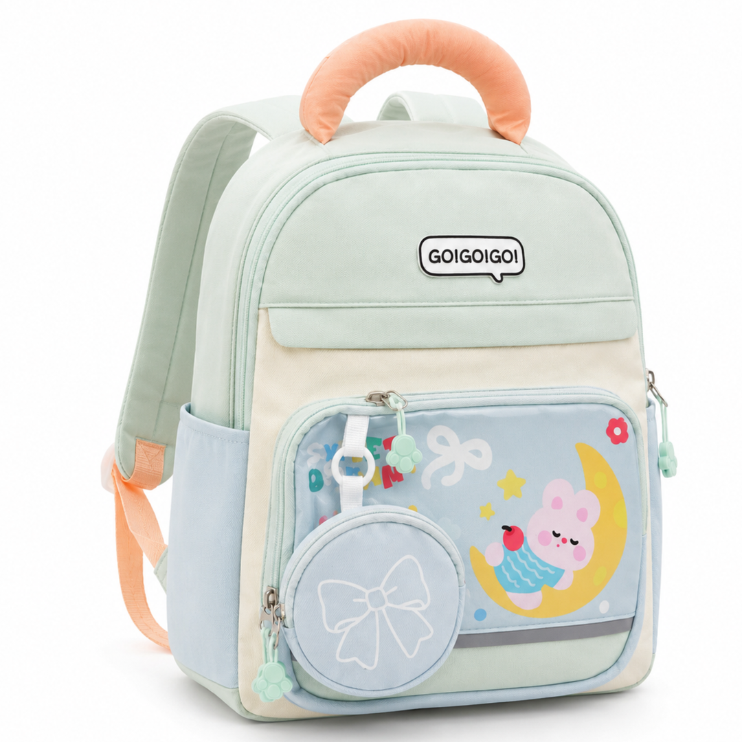 Cute Cartoon School Backpack with Mini Zip Pouch, Lightweight Student Book Bag, Multi Pocket School Backpack with Adjustable Shoulder Straps, Large Capacity Backpack for School & Daily Use