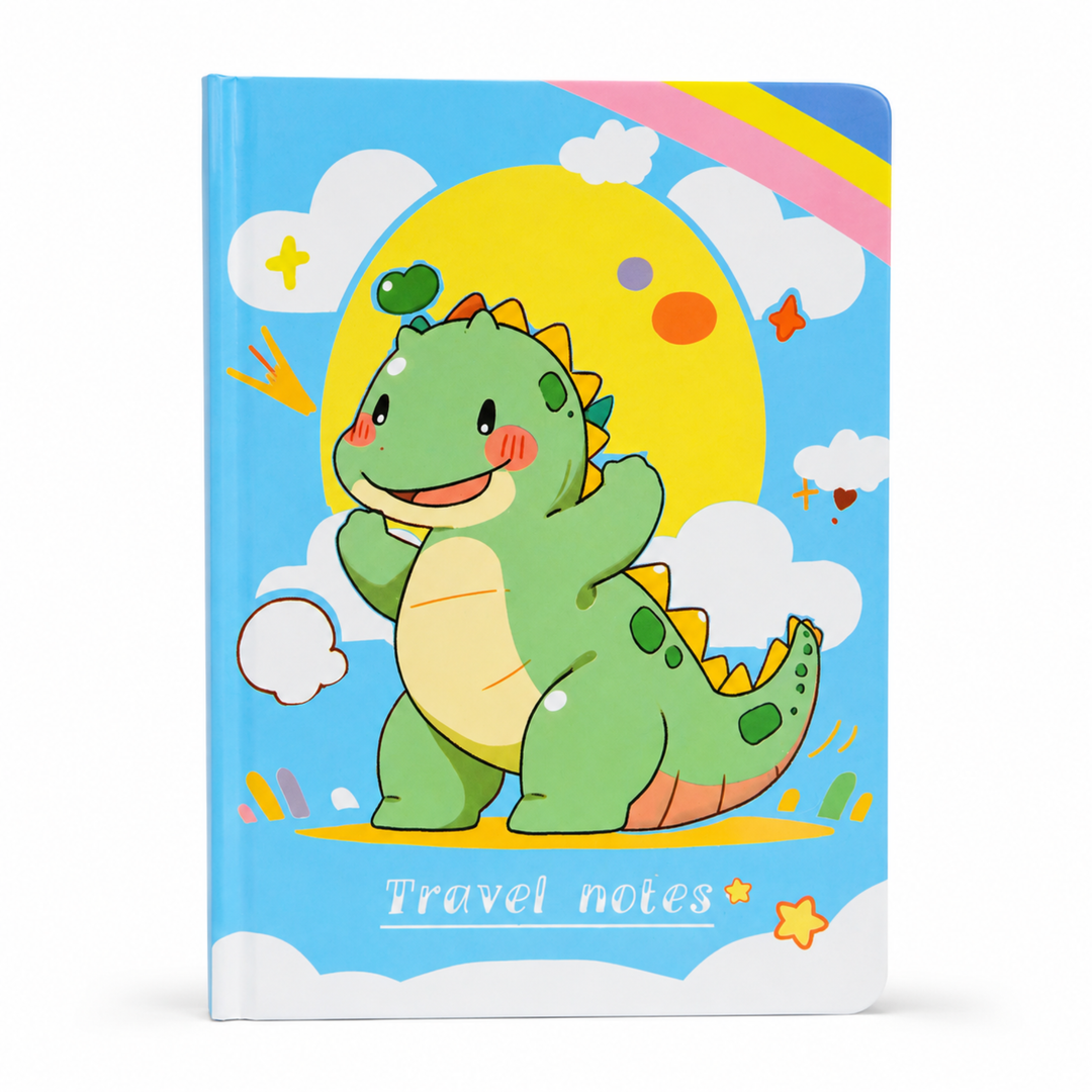 Dinosaur Diary for Students, Cute Dinosaur Notebook for Boys and Girls, Colorful Cartoon Ruled Journal for Writing, Drawing, School Notes, Travel & Everyday Use