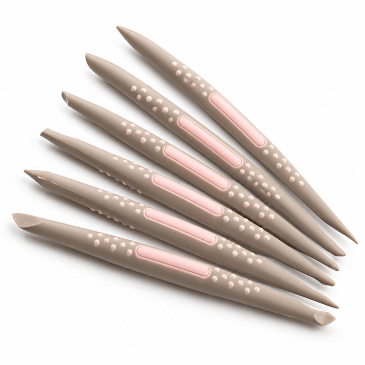 BERAM Fondant Tool Kit 6 Piece Cake Decorating Tools Set Engraving Pens & Needles Food-Grade Plastic Shaping & Molding Tools for DIY Cake Design Fondant & Sugar Craft Detailing Baking Accessories