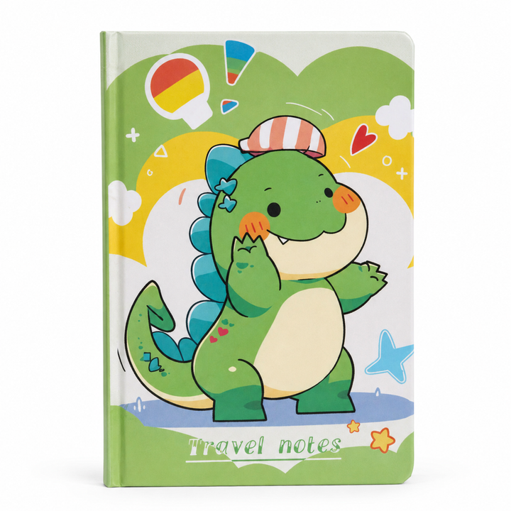 Dinosaur Diary for Students, Cute Dinosaur Notebook for Boys and Girls, Colorful Cartoon Ruled Journal for Writing, Drawing, School Notes, Travel & Everyday Use