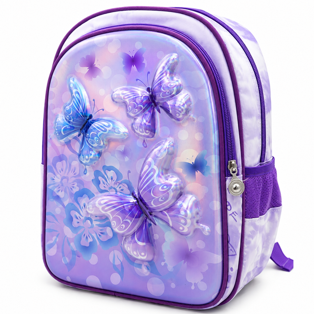 3D-Effect Printed School Backpack – Spacious Multi-Compartment School Bag with Front Zipper Pocket, 2 Side Bottle Pockets, Top Handle, Lightweight Design & Stylish Front Graphic
