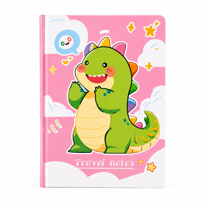 Dinosaur Diary for Students, Cute Dinosaur Notebook for Boys and Girls, Colorful Cartoon Ruled Journal for Writing, Drawing, School Notes, Travel & Everyday Use