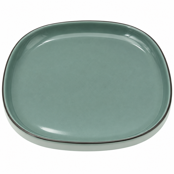 Ariane Ceramic Square Dessert Plate Set Grey Lightweight Durable Microwave Safe Modern Serving Plates for Snacks Desserts & Appetizers Everyday Kitchen Tableware