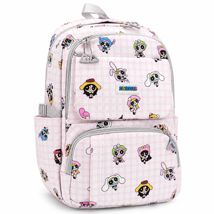 Powerpals School Bag, Lightweight Backpack with Multiple Compartments, Front Utility Pocket, Side Bottle Pockets & Adjustable Shoulder Straps