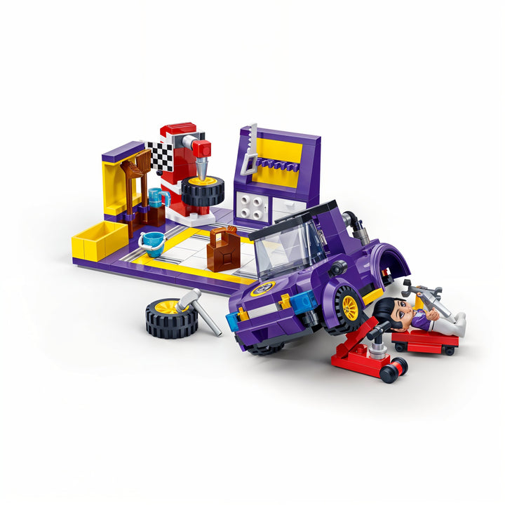 BanBao Speed Racing Car Building Set – 8637 DIY Garage Workshop Kit for Kids Ages 4+ | Includes Race Car, Tools, Tires & Mechanic Figure | STEM Construction Toy | Compatible with Major Brands | Creative Engineering Play for Boys & Girls
