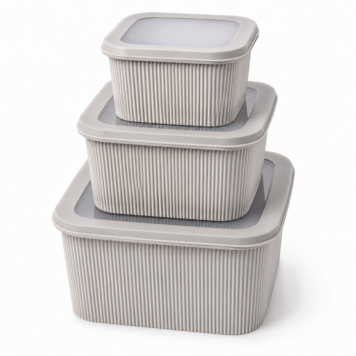 Storage Mixing Bowl Set with Lid BPA-Free Plastic Nesting Bowls for Kitchen Microwave & Dishwasher Safe Food Storage & Salad Prep Bowls (1.3L, 2.2L, 3.4L)