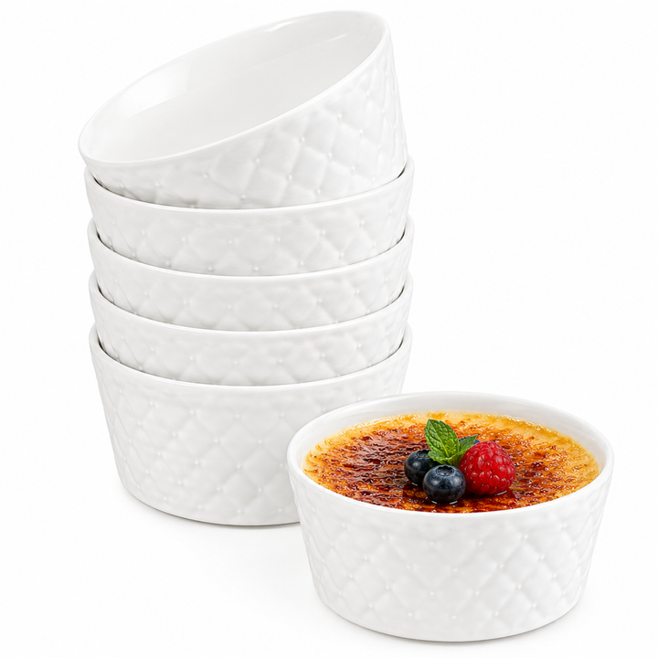 Ceramic Mini Bowl Set 6 Pieces White Microwave & Dishwasher Safe Heat Resistant Ceramic Bowls for Soup Snacks Desserts Dips Ice Cream Serving and Everyday Kitchen Use