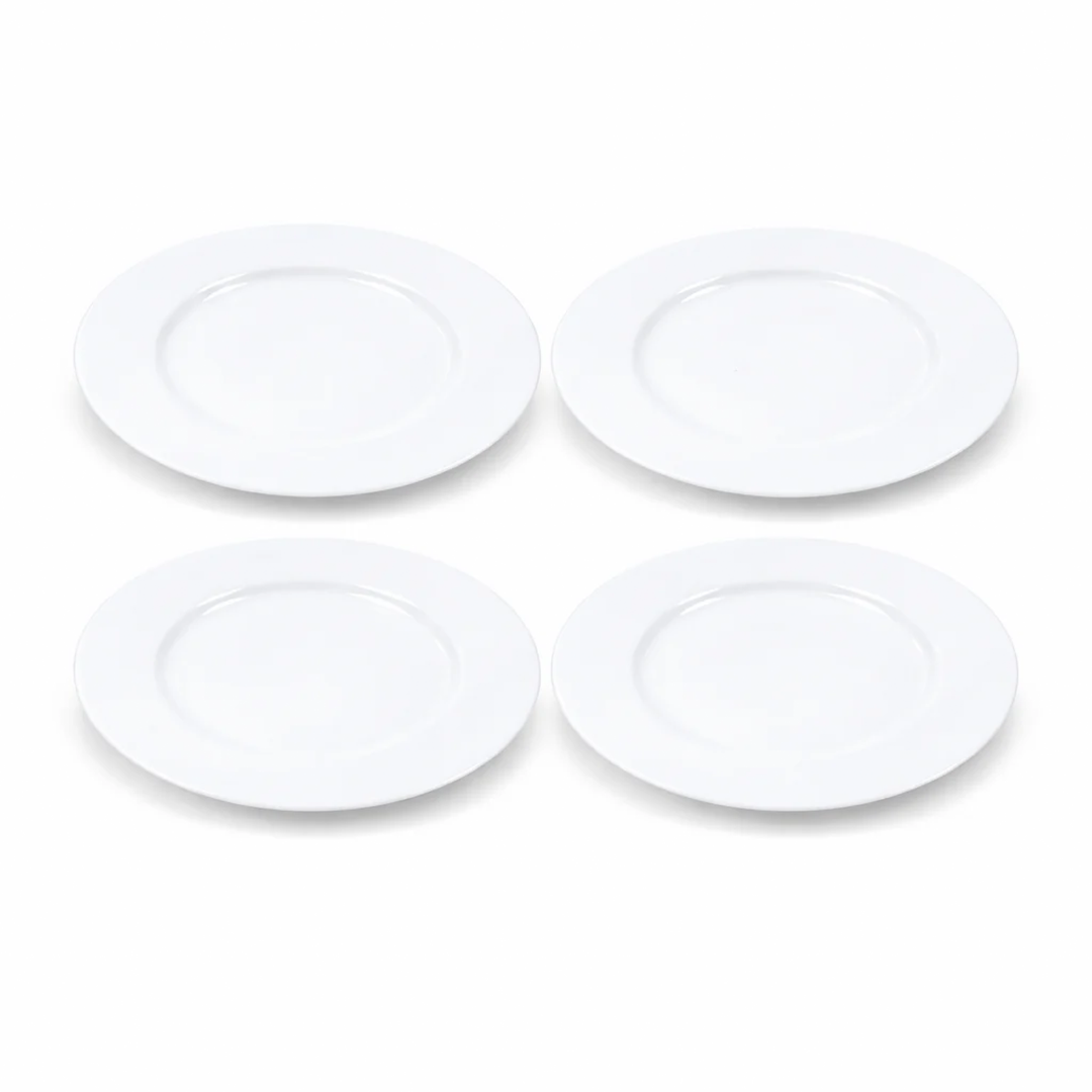 Luminarc White 4 PCS Ceramic Dinner Set  Soup Plate 22cm Dinner Plate 24cm Dessert Plate 19cm Bowl 9.5cm Tableware Set for Home & Restaurant