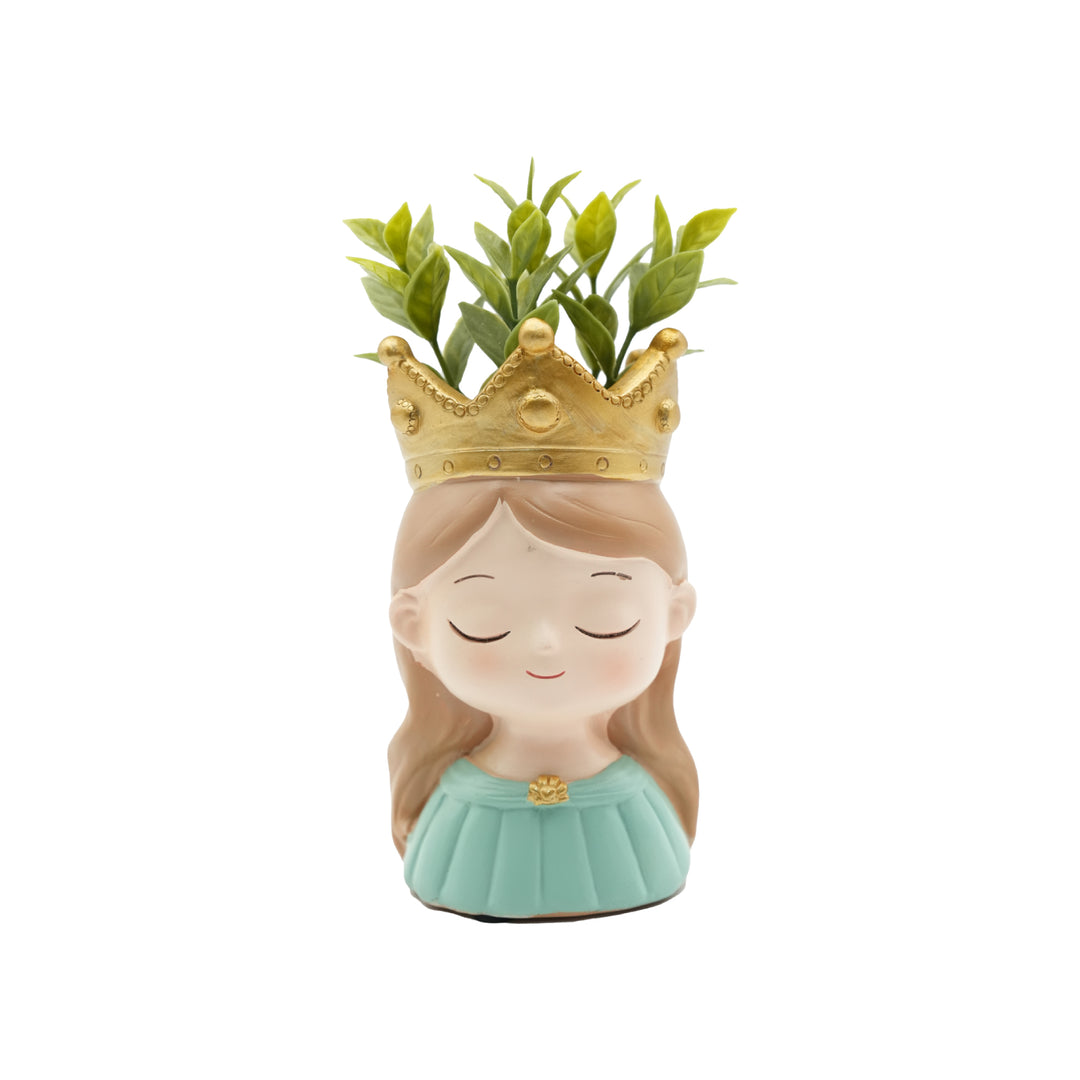 King and Queen Planter Set Polyresin Decorative Flower Vase Royal Couple Succulent Pot Cute Crown Design Indoor Outdoor Home Office Decor Pen Pencil Holder Gift