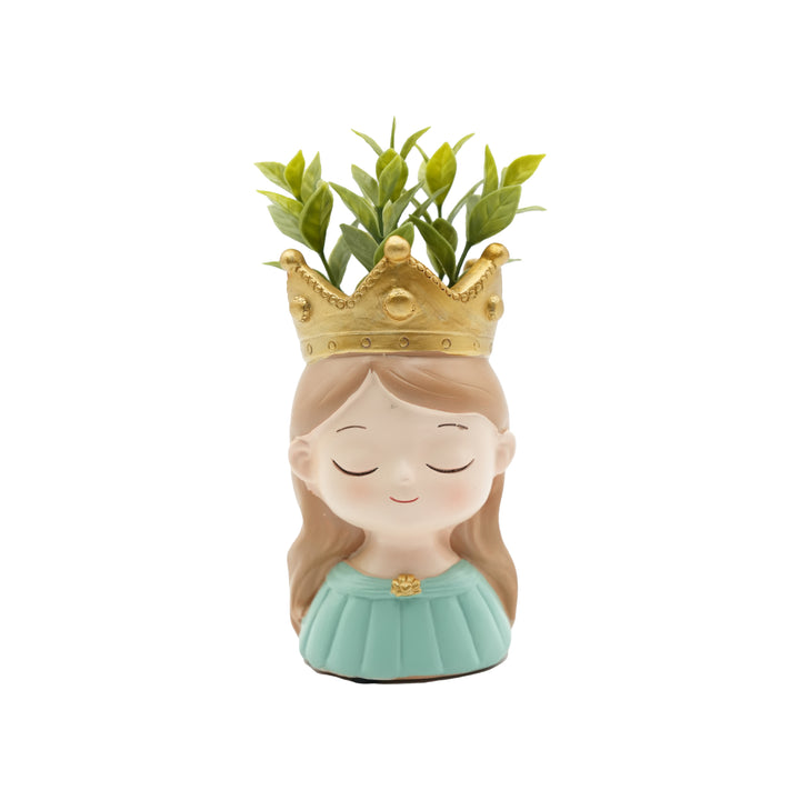 King and Queen Planter Set Polyresin Decorative Flower Vase Royal Couple Succulent Pot Cute Crown Design Indoor Outdoor Home Office Decor Pen Pencil Holder Gift