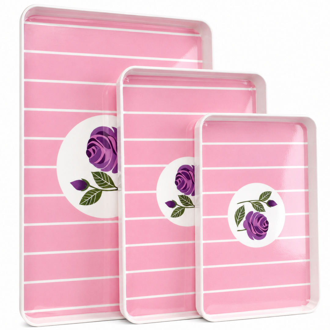 Melamine  Tray White Set Serving Tray Microwave Safe Look Lightweight Durable Platter for Snacks Desserts Tea Coffee Dining Kitchen Party and Restaurant Use