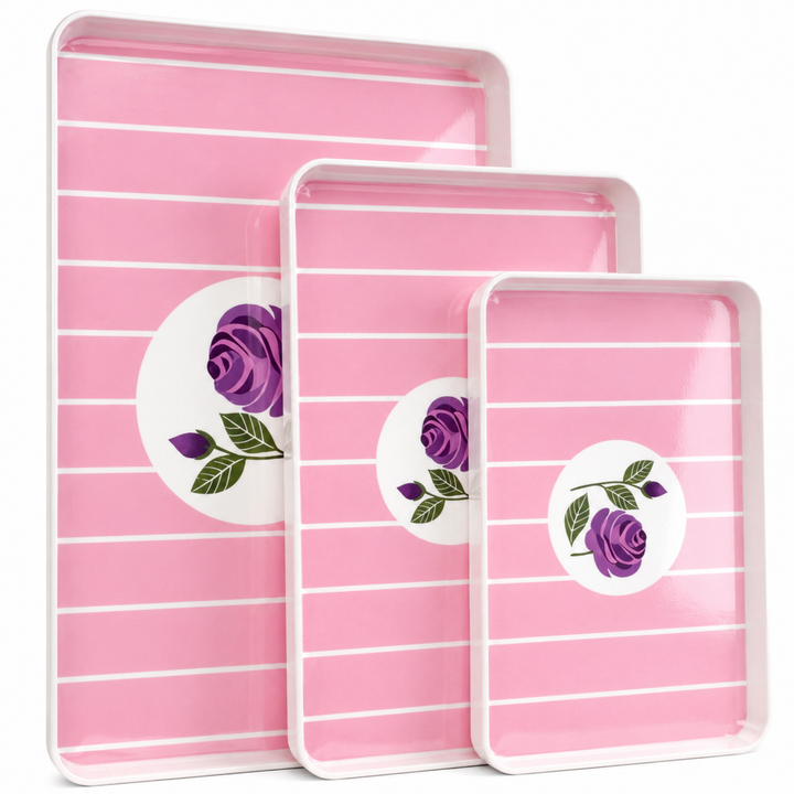 Melamine  Tray White Set Serving Tray Microwave Safe Look Lightweight Durable Platter for Snacks Desserts Tea Coffee Dining Kitchen Party and Restaurant Use