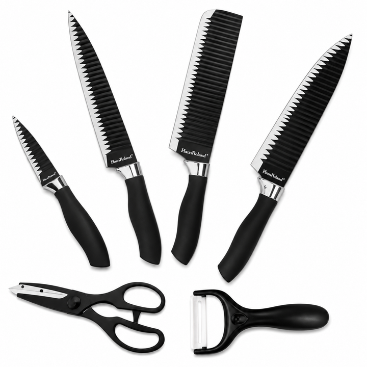 6 Pieces Black Knife Set