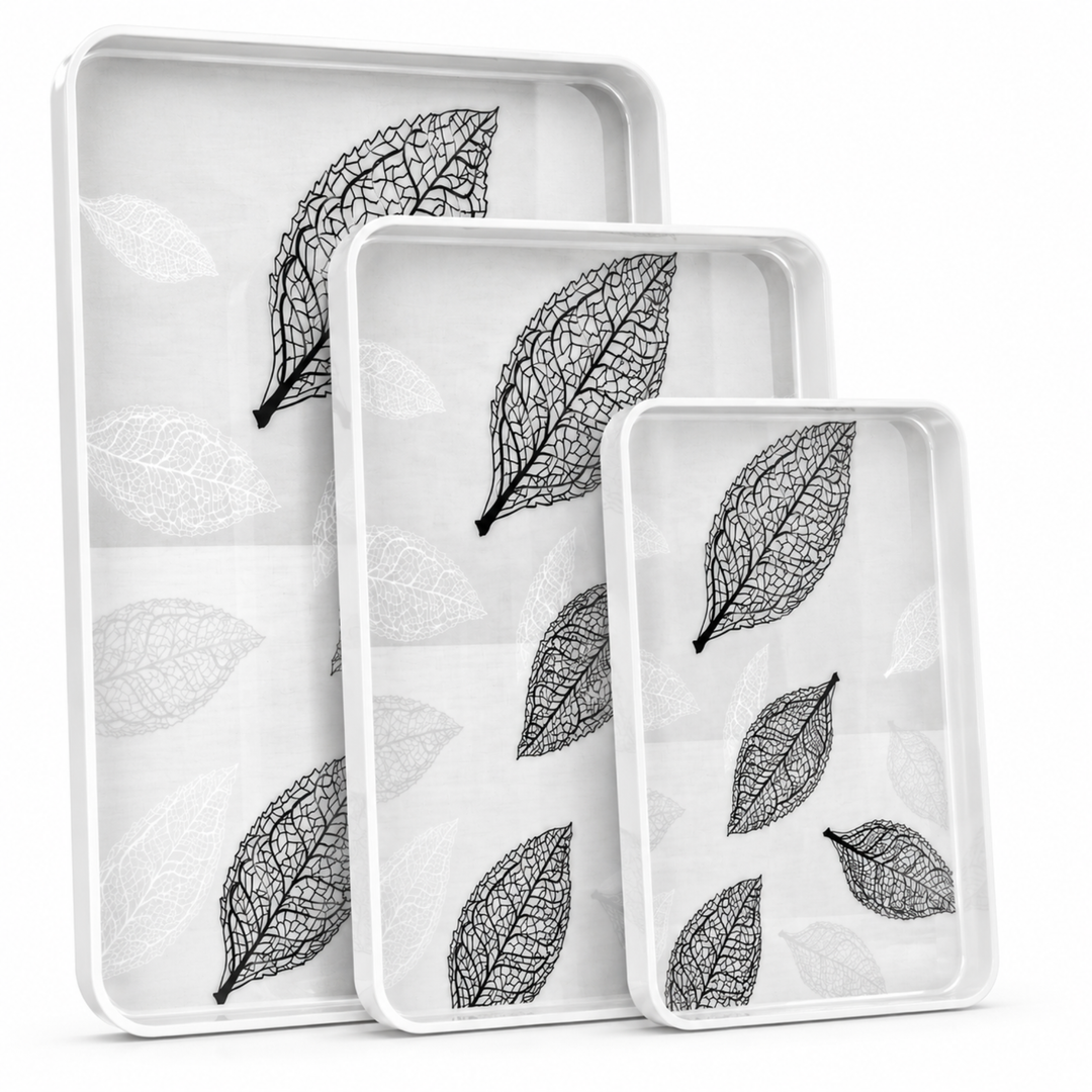 Melamine  Tray White Set Serving Tray Microwave Safe Look Lightweight Durable Platter for Snacks Desserts Tea Coffee Dining Kitchen Party and Restaurant Use