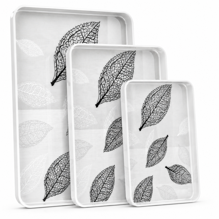 Melamine  Tray White Set Serving Tray Microwave Safe Look Lightweight Durable Platter for Snacks Desserts Tea Coffee Dining Kitchen Party and Restaurant Use