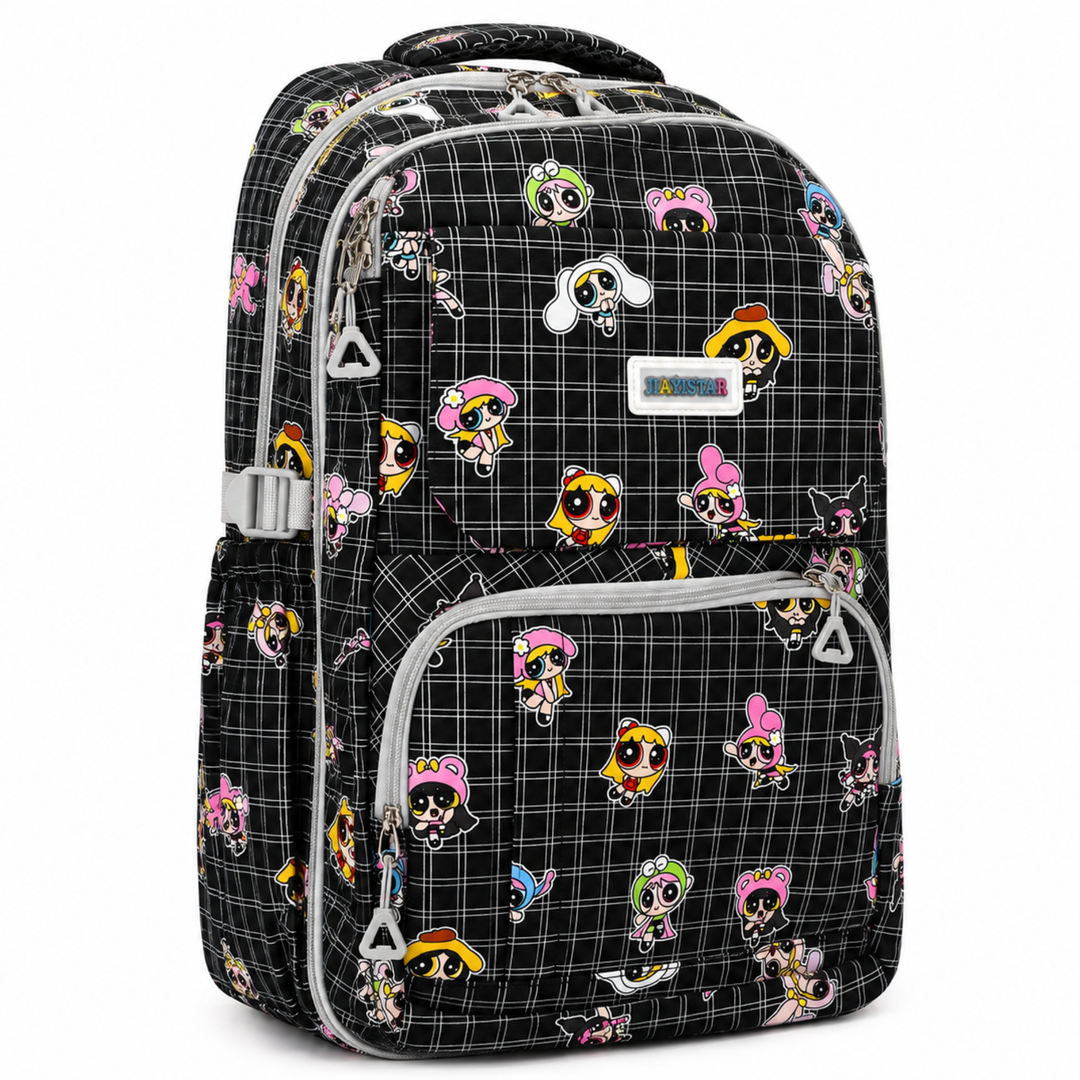 Powerpals School Bag, Lightweight Backpack with Multiple Compartments, Front Utility Pocket, Side Bottle Pockets & Adjustable Shoulder Straps